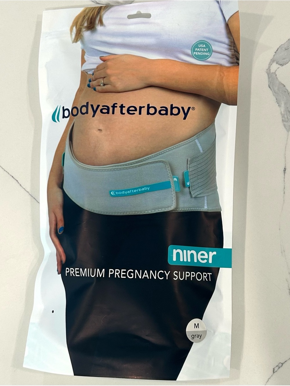 Body After Baby Gray Pregnancy Support Belt with Teal Accents